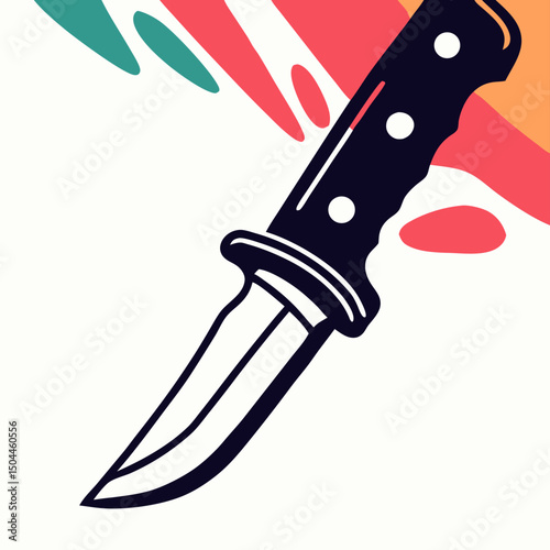 Stylish Black Hunting Knife Illustration