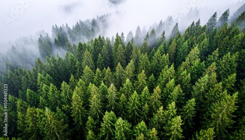 High angle view of trees in forest during foggy weather 