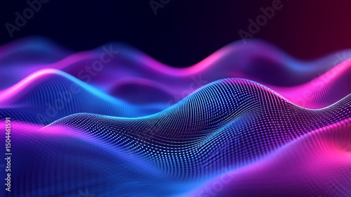 Abstract neon wave background futuristic technology glowing surface digital art design wallpaper 3d render