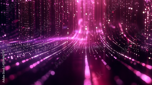 Abstract pink purple light trails background digital data stream cyber network technology design concept