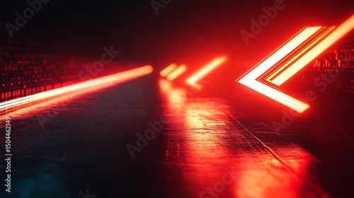 Abstract red lights neon glow futuristic background technology wallpaper design illustration art render