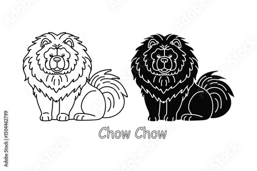 Chow Chow Dog Coloring Page for Kids – Fluffy Breed Line Art Printable