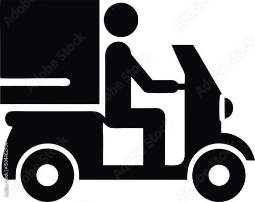 Shipping fast delivery man riding motorcycle icon symbol, Isolated on white background, Vector illustration