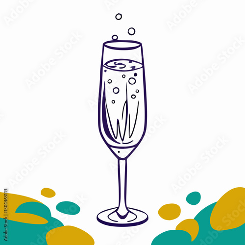 Champagne Flute Illustration: Sparkling Wine Graphic