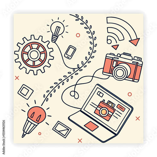Future Technology Sketch Collection Digital Transformation Doodles,