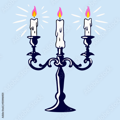 Three-Candle Ornate Candelabra, Vintage Style