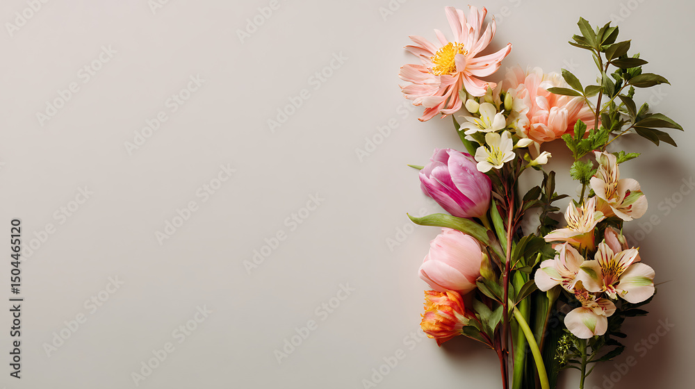 Obraz premium Side-Aligned Spring Floral Composition for Text Design