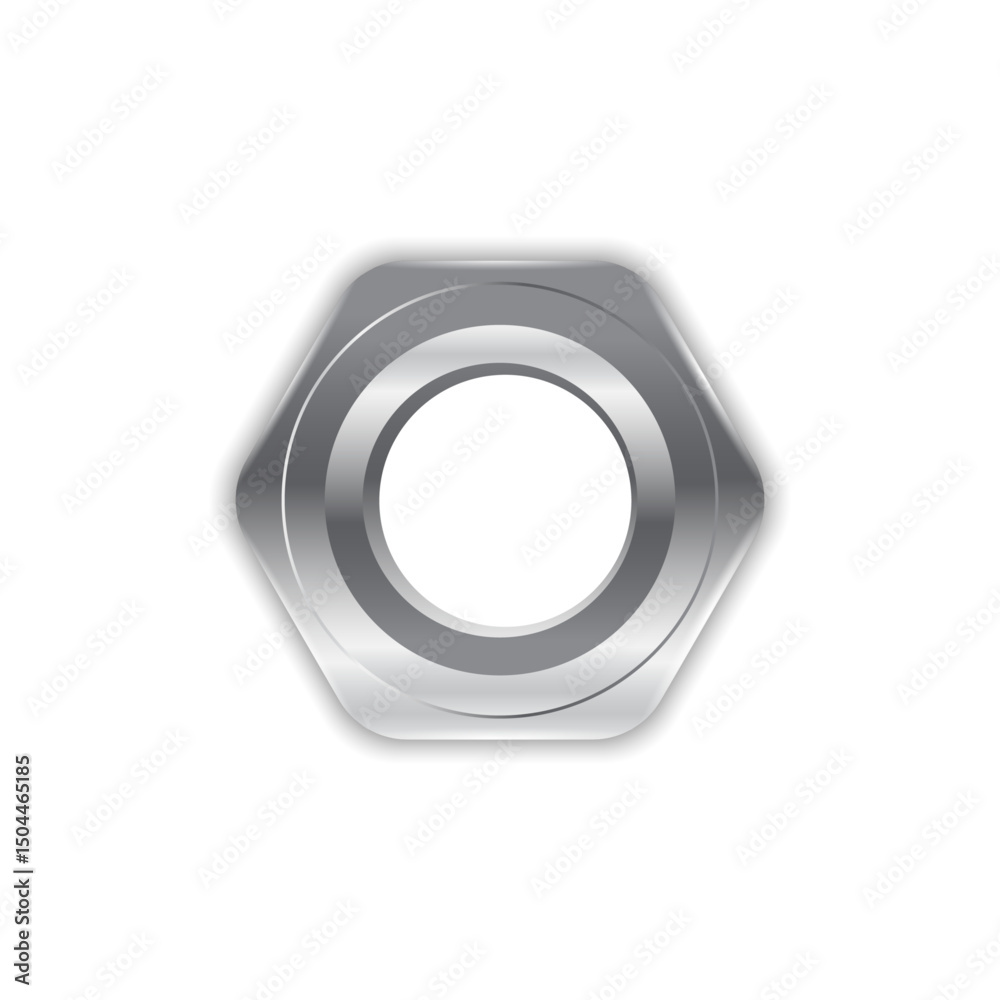 Obraz premium Isometric Metal Nut Bolt Top View Vector Illustration. Steel Bolt Screw 