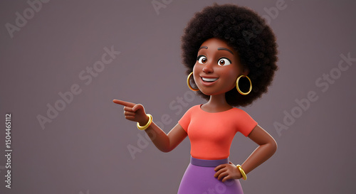 Wallpaper Mural Happy Black woman pointing finger 3D cartoon model Torontodigital.ca