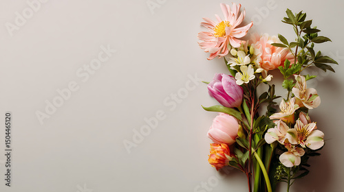 Side-Aligned Spring Floral Composition for Text Design