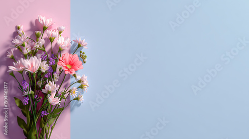 Side-Aligned Spring Floral Composition for Text Design