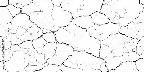 Sketch cracks black and white particle old distressed wall grunge surface texture background.  