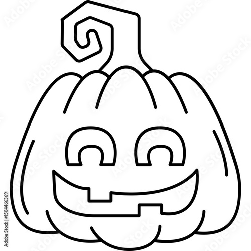 Halloween Pumpkin Outline Icon – Minimalist Jack-o'-Lantern Line Art for Spooky Seasonal Designs

