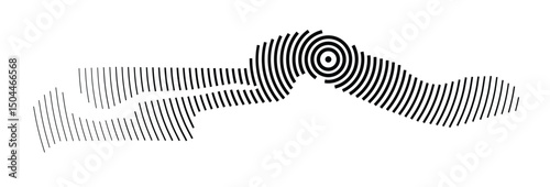Abstract map of The Gambia showing the country with concentric black tapering lines