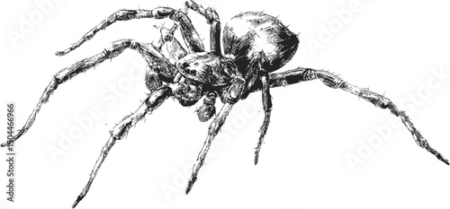 Detailed illustration of a spider with long legs and intricate texture. Vector illustration