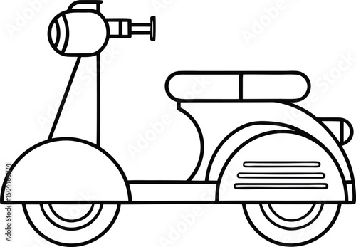Sleek vespa scooter silhouette for transportation in a black and white icon