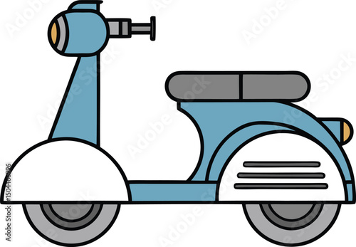 Sleek vespa scooter silhouette for transportation in a black and white icon