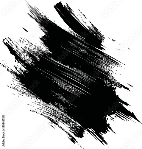 Abstract black brush strokes, creative ink design. Vector illustration