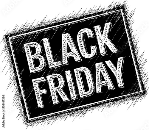Black friday sale sign in bold white letters on a textured background. Vector illustration