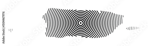 Abstract map of Puerto Rico showing the country with concentric black tapering lines