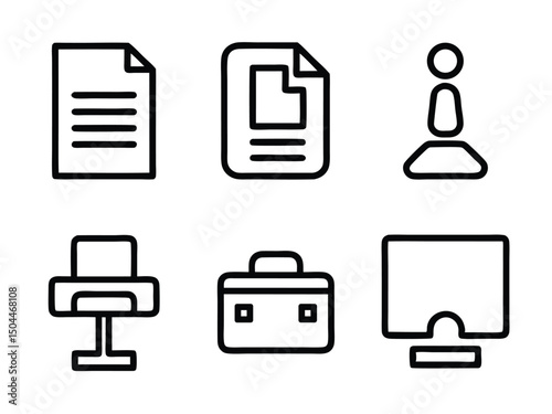 Office supplies icons set vector illustration business stationery and equipment
