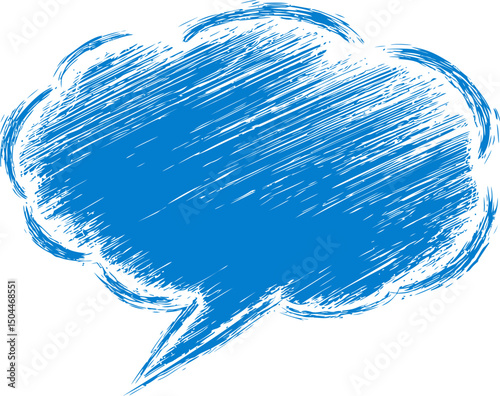 Blue sketchy speech bubble, communication concept. Vector illustration