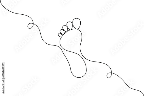 
Foot sole continuous one line drawing of isolated outline vector art black white background


