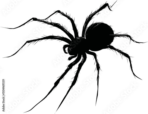 Black silhouette of a spider with long legs,. Vector illustration