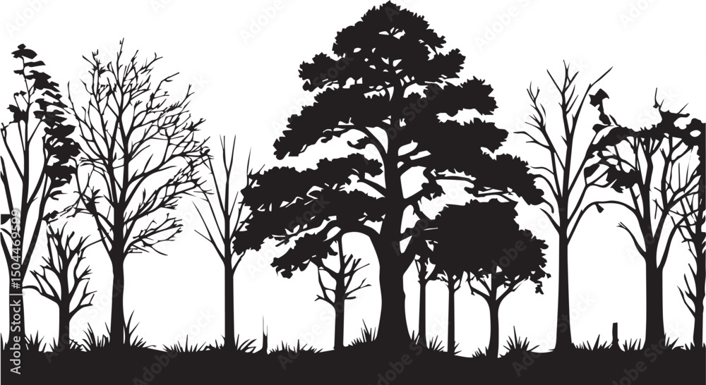 Obraz premium Forest Tree Silhouette Vector