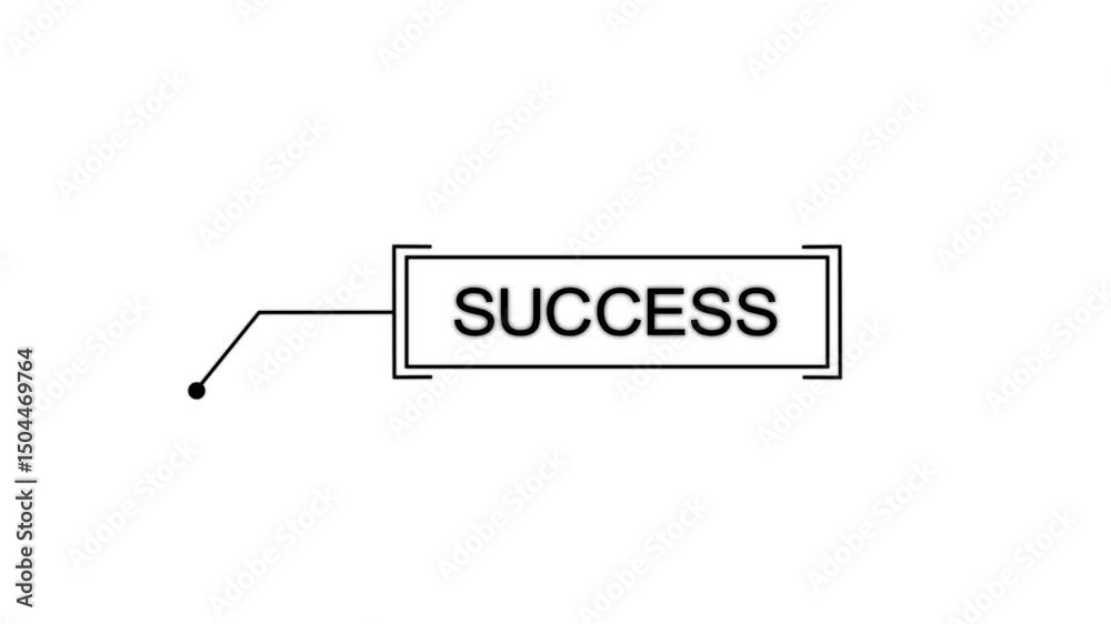 Success text sign with words success Technology icon black background . Callout futuristic hud animation digital white tone six pack on the black screen