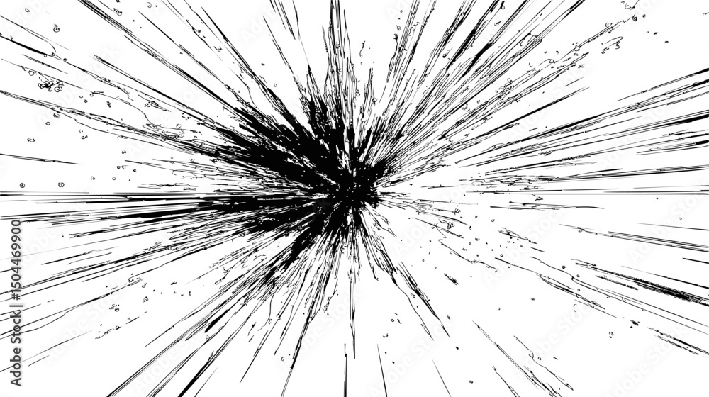 Obraz premium Abstract black and white radial lines, dynamic explosion effect. Vector illustration