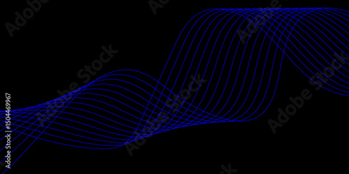 Abstract black background with a glowing abstract waves. Abstract wave element for design. Digital frequency track equalizer, Futuristic background design. Long exposure, Light painting photography.