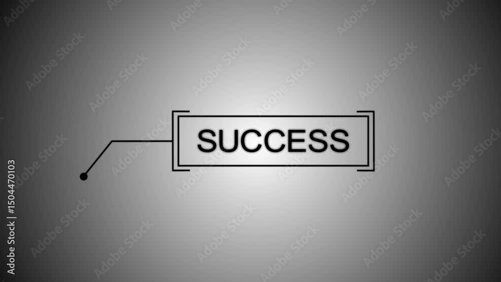 Success text sign with words success Technology icon black background . Callout futuristic hud animation digital white tone six pack on the black screen