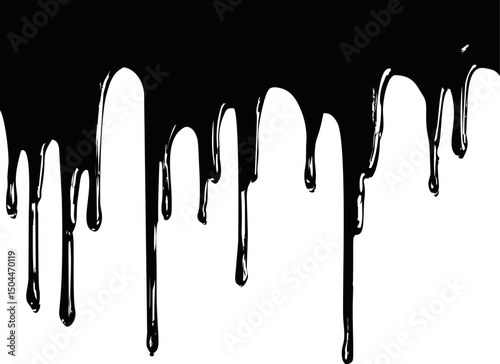 Black paint dripping, artistic abstract concept. Vector illustration
