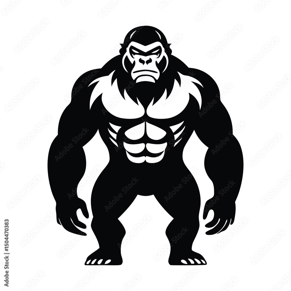 Silhouette of a gorilla black and white vector clipart Silhouette of a gorilla black and white vector clipart
