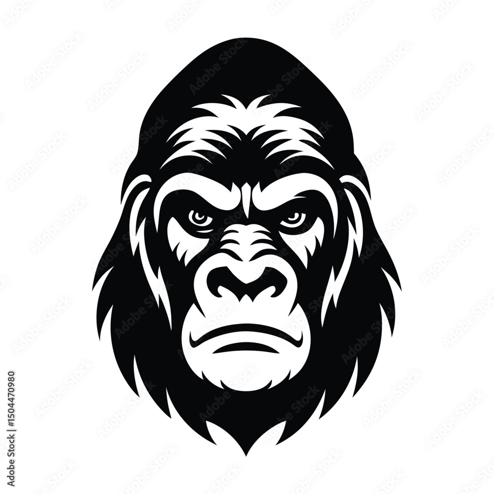 Fototapeta premium Silhouette of a gorilla black and white vector clipart