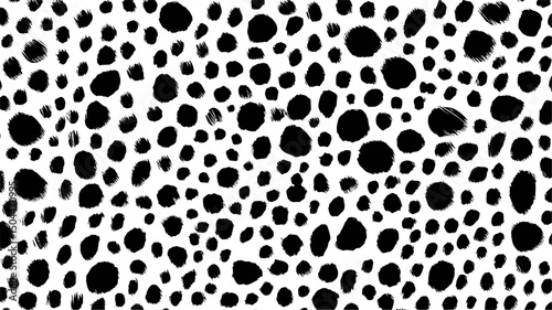 Black and white dalmatian spots pattern resembling animal fur texture. Vector illustration