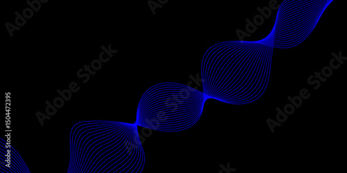 Abstract black background with a glowing abstract waves. Abstract wave element for design. Digital frequency track equalizer, Futuristic background design. Long exposure, Light painting photography.