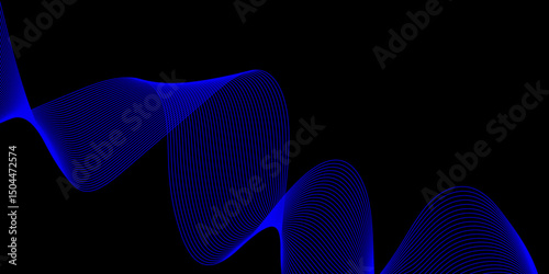 Abstract black background with a glowing abstract waves. Abstract wave element for design. Digital frequency track equalizer, Futuristic background design. Long exposure, Light painting photography.