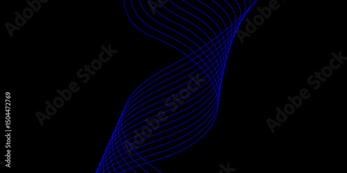 Abstract black background with a glowing abstract waves. Abstract wave element for design. Digital frequency track equalizer, Futuristic background design. Long exposure, Light painting photography.