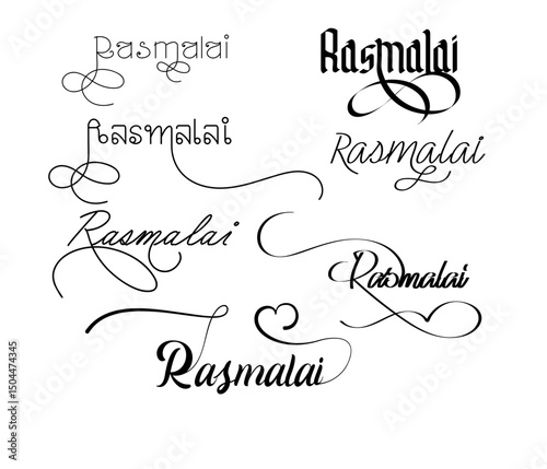 Rasmalai Calligraphy Typography Logo, Rasmalai Emblem Design – Decorative Typography Logo in Modern Script Style