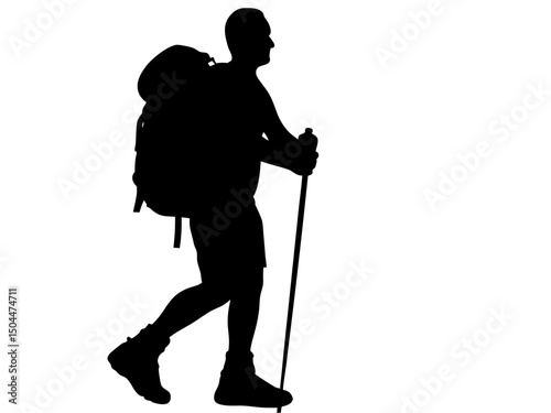 hiking silhouette,hiking with mountain black simple  silhouette  vector