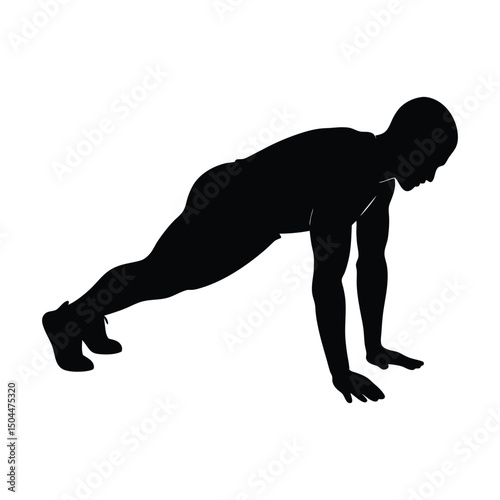 a man Push-up exercise vector silhouettes 
