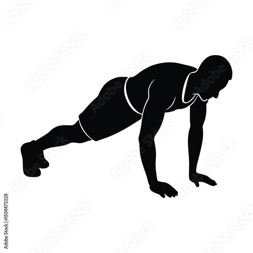 a man Push-up exercise vector silhouettes 