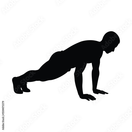 a man Push-up exercise vector silhouettes 