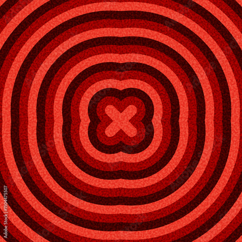Bold red cancel or error symbol centered in concentric ripple patterns. Vector illustration for alerts or UI design.