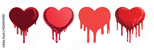 Bleeding Heart Clipart Four Stages of Melted Hearts