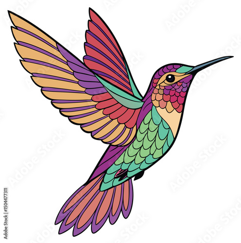 Colorful Hummingbird in Flight
