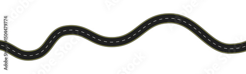 Wavy road top view, winding curves asphalt road isolated - vector