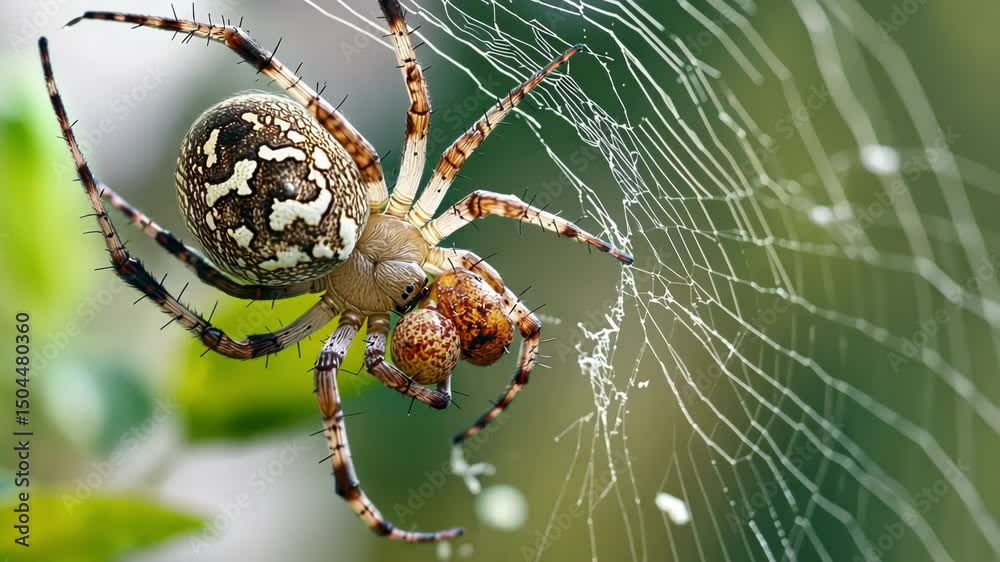 a giant spider on its web